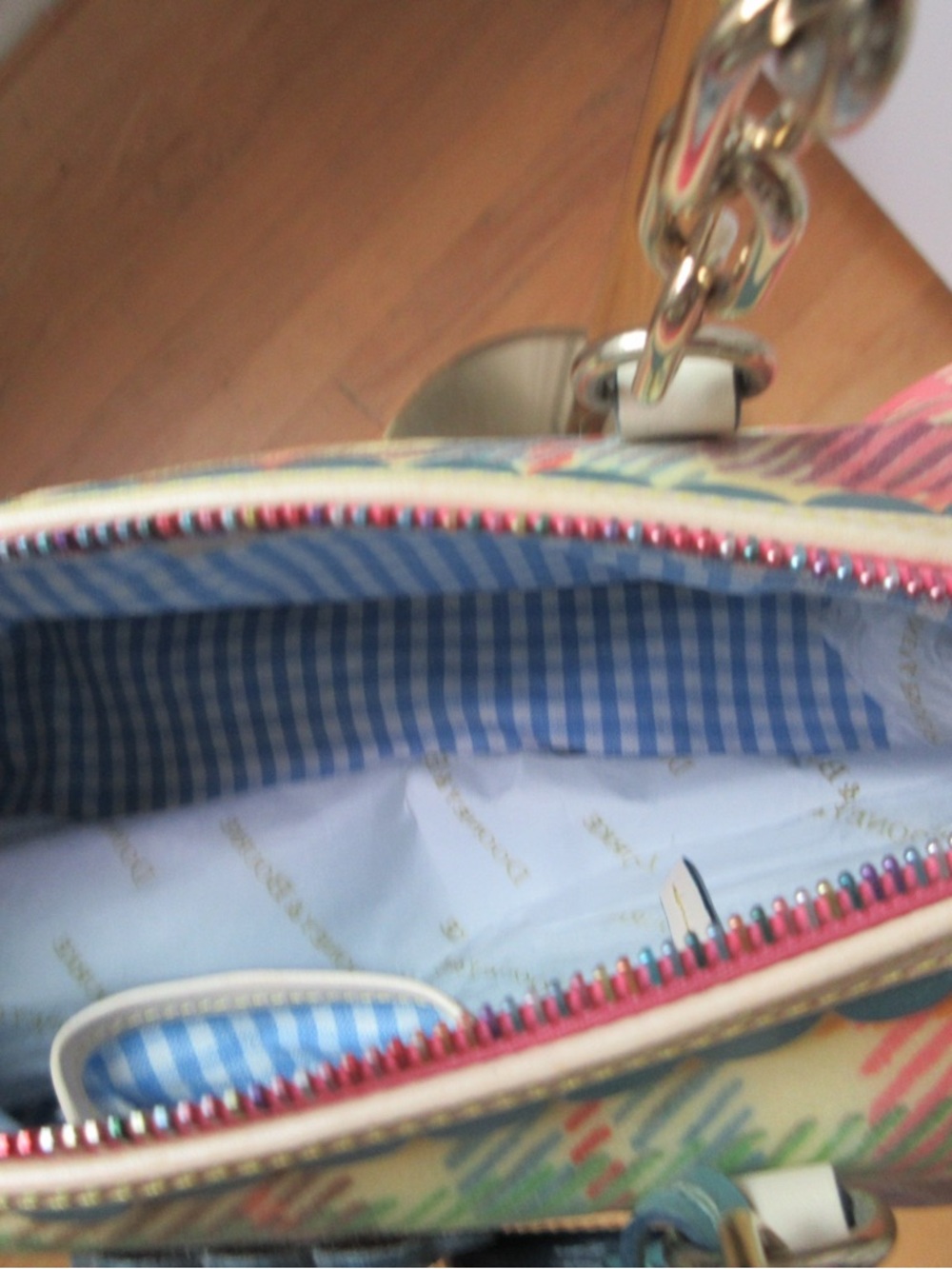Dooney & Bourke Multicolor Plaid Barrel Bag with Pink Heart Tag - Picture 7 of 8